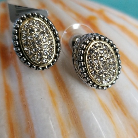 Yes It's Available Jewelry - Rhinestone Cable Wrap Pebble Bezel Earrings